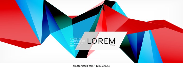 Triangle 3d polygonal art style. Future geometric design. Vector geometry futuristic decoration.