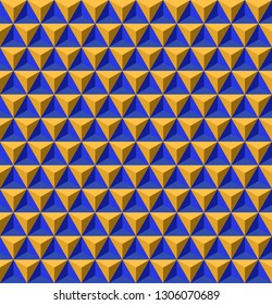Triangle 3d yellow blue seamless pattern vector