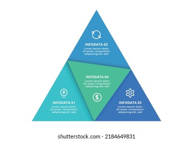 Triangle with 4 elements, infographic template for web, business, presentations, vector illustration. Business data visualization.