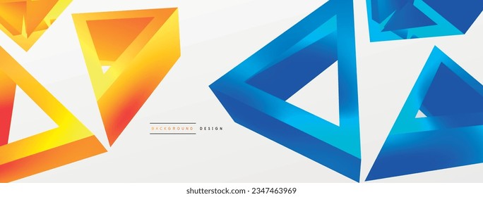 Triangle abstract background. 3d vector basic shape technology or business concept composition. Trendy techno business template for wallpaper, banner, background or landing