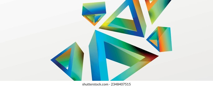 Triangle abstract background. 3d vector basic shape technology or business concept composition. Trendy techno business template for wallpaper, banner, background or landing