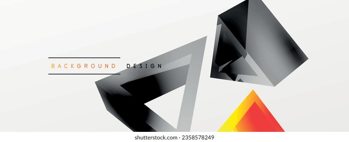 Triangle abstract background. 3d vector basic shape technology or business concept composition. Trendy techno business template for wallpaper, banner, background or landing