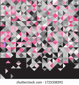Triangle abstract background for your design. Small pieces. Pink, gray and black