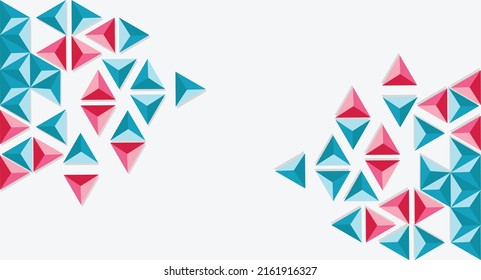 triangle abstract blue pink square business card copy space blank background