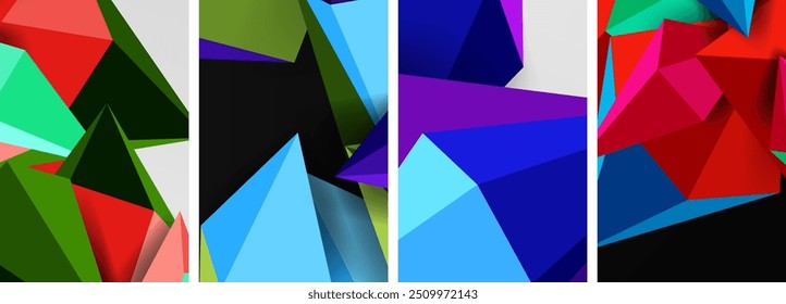 Conjunto de pósters de conceptos abstractos de triángulo con diseños mínimos geométricos