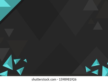 Triangle abstract geometric background. Modern Horizontal Banner design with attractive colors, a combination of Dark grey and Tosca in flat design style.