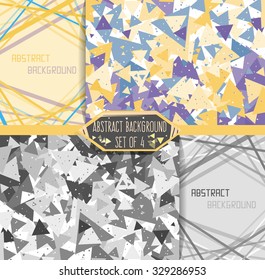 Triangle abstract isolated texture set. Bright ornaments for conceptual backgrounds.