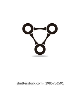 triangle abstract letter v linked strong chain symbol logo vector
