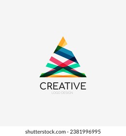 Logotipo abstracto de triángulo, icono de emblema comercial