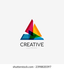 Logotipo abstracto de triángulo, icono de emblema comercial