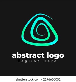 triangle abstract logo in green color in modern style