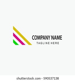 Triangle abstract logo green, red, yellow