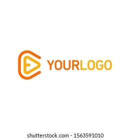 Triangle abstract logo with letter C and E