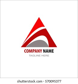 Triangle abstract logo template elements red gray