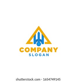 Triangle abstract logo template icon.  Triangle logo Concept With Initial A and W