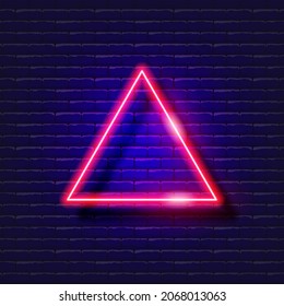 Triangle Abstract neon sign. Glowing geometric figure for design.