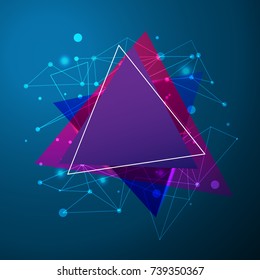 triangle abstract polygon background with lines and dots