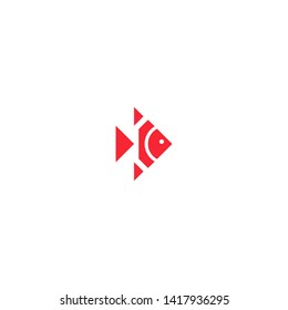 Triangle abstrakte rote Fisch Logo-Design-Vorlage. Logo für das Lebensmittelgeschäft - Vektorillustration