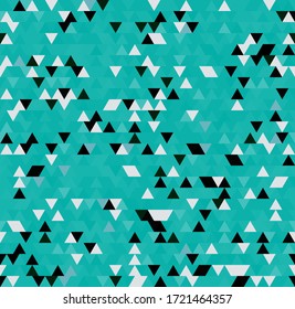 Triangle abstract seamless blue, white and black pattern for your design