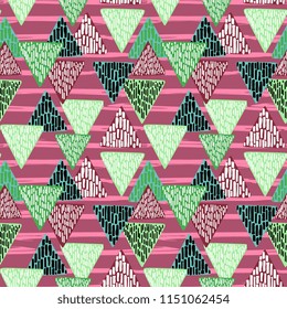 Triangle abstract with seamless pattern drawing childish style