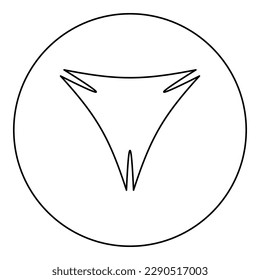Forma abstracta de triángulo para símbolo de superhéroe de banner icono en círculo color negro ilustración de imagen contorno de línea delgada