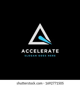 Triangle Accelerate Logo Icon Vector Template On Black Background