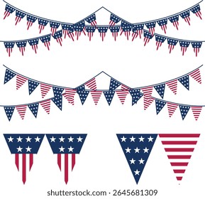 Triangle American flags, USA Independence Day.