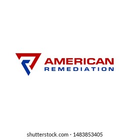 triangle american logo design. american company logo design. red and blue logo