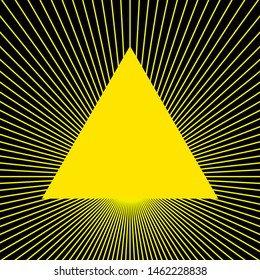 Triangle amid rays, geometric symbol