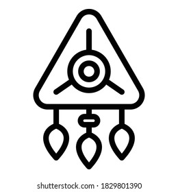 Triangle amulet icon. Outline triangle amulet vector icon for web design isolated on white background