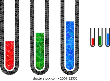 Triangle analysis test tubes polygonal symbol illustration. Analysis Test Tubes lowpoly icon is filled with triangles. Flat filled abstract mesh symbol based on analysis test tubes icon.