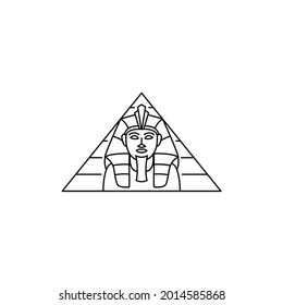 triangle ancient Egyptian sphinx line art logo design