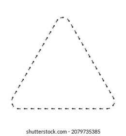 Hormigas triangulares aisladas sobre fondo blanco. Carácter vectorial de insectos en estilo plano para la ilustración de libros, el logotipo de diseño, artículos y revistas.