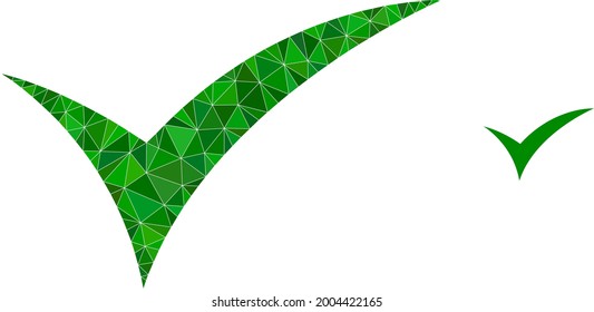 Triangle apply polygonal symbol illustration. Apply lowpoly icon is filled with triangles. Flat filled geometric mesh symbol based on apply icon.