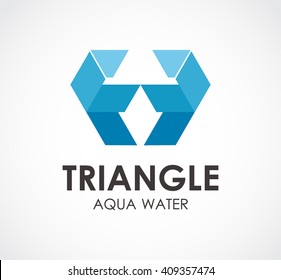 Triangle aqua of water line abstract vector and logo design or template nature business icon of company identity symbol concept