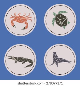 Triangle aquatic animals amphibian style