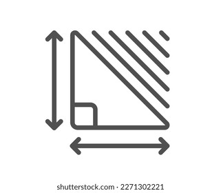 Symbol für die Dreieck-Linie. Plantagenzeichen. Raummesssymbol. Qualitätsdesign-Element. Symbol für Dreiecksflächen im linearen Stil. Bearbeitbarer Strich. Vektorgrafik