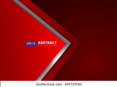 Triangle arrow corner overlap layer with copy space for text design, Red background, Vector illustration
