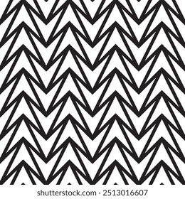 Triangle arrow dart black outline vector square seamless pattern or texture.