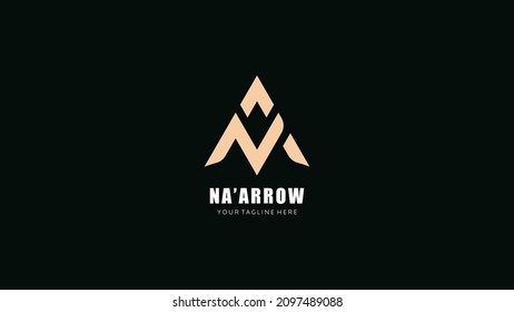 Triangle arrow initial letter NA monogram logo design