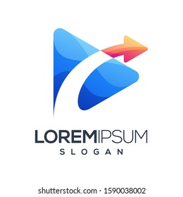 triangle arrow inspiration gradient color logo design 