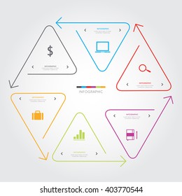 Triangle arrow line infographic on white