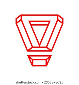 Triangle arrow logo emblem. Geometric style direction icon isolated on light fund. Technology, media design outline info symbol. Modern, web, tech, internet industry concept. Abstract design.