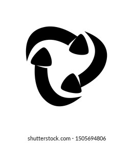 Triangle Arrow Rotation Direction Vector Black Color Isolated