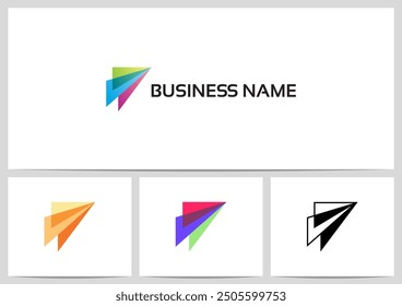 Diseño de logotipo de superposición transparente de flecha triangular