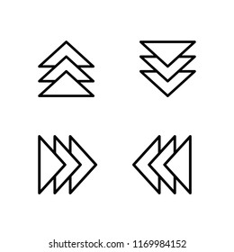 Triangle Arrows Up Down Left and Right Line Icon Set