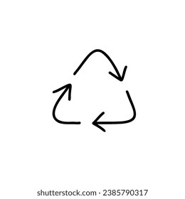 Triangle arrows rotation. Simple line black hand drawn vector icon isolated on white background.