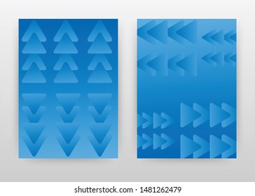 Triangle arrows seamless texture on blue design for annual report, brochure, flyer, poster. Blue arrows background vector illustration for flyer, leaflet, poster. Abstract A4 brochure template.