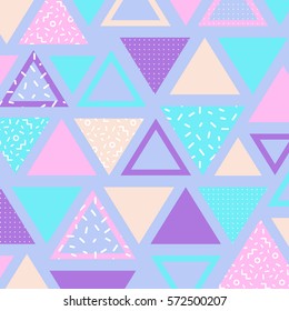 Triangle art background with memphis style design elements in serene color.