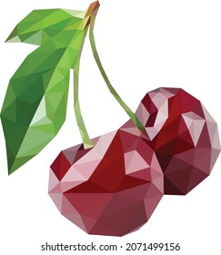 Triangle art cherry vector lowpoly illustartion eps10 isolated 